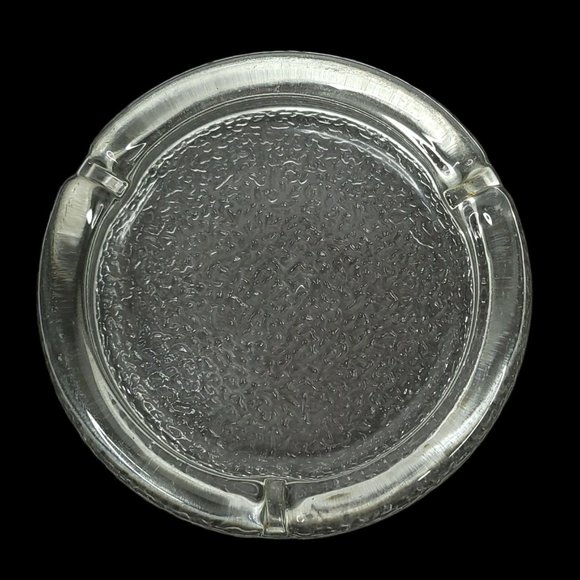 Vintage Pebble Textured Bottom Glass Ashtray Three Slots Trinket 5.5" Diameter - Picture 7 of 10